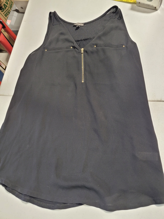 Express Tops - Express Black Sleeveless Zip-Front Camisole